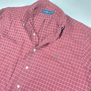 Ralph Lauren Mens Classic Fit Red‎ Plaid Button Down Shirt Size L